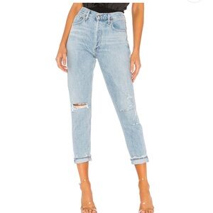 Agolde Jeans Womens 26 Blue Jamie High Rise Classic Distressed Ripped Knee